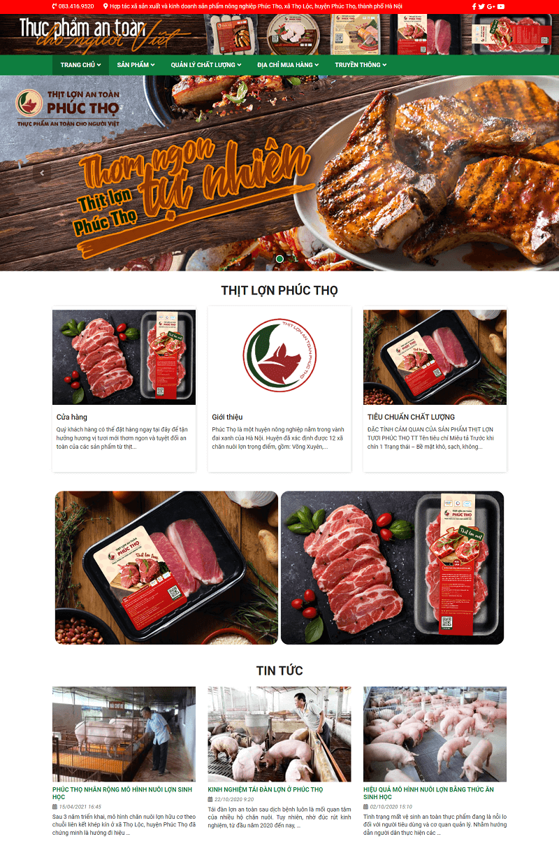 Mẫu thiết kế website bán thực phẩm