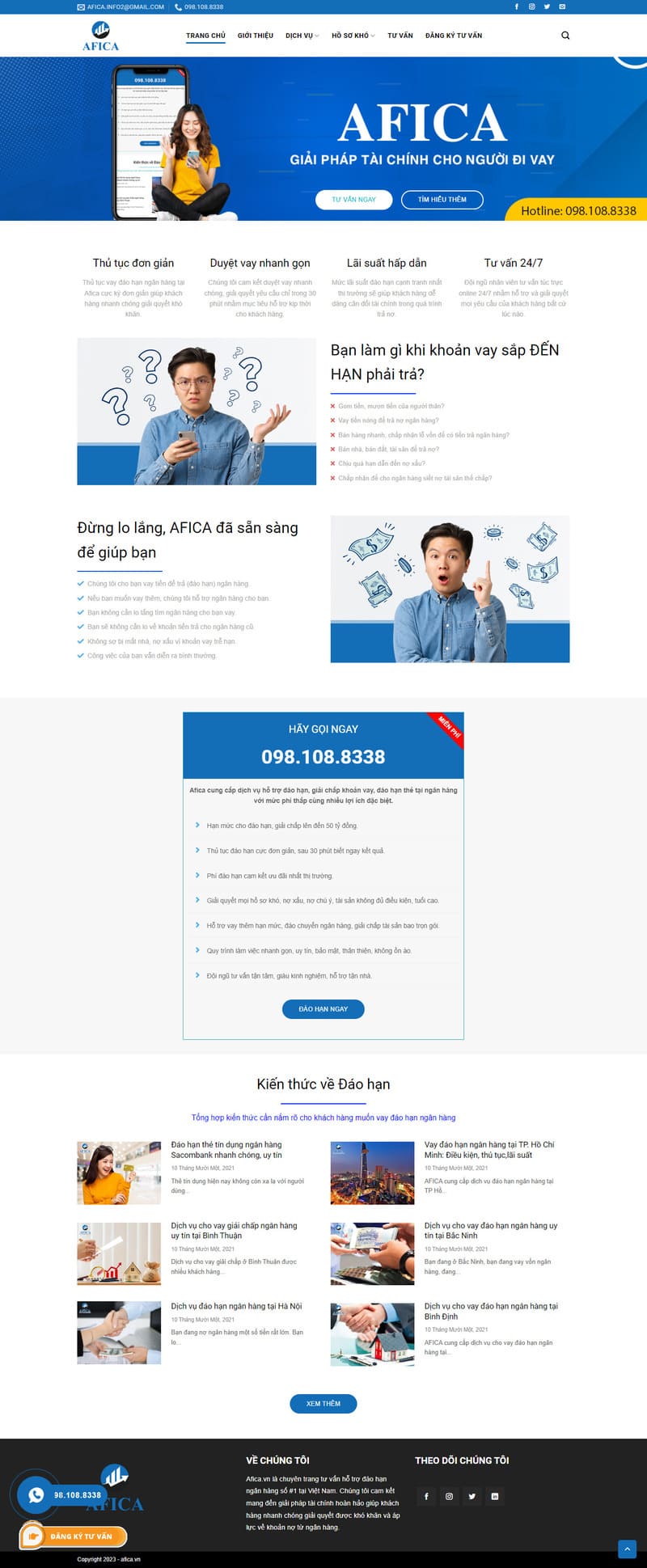 mẫu thiết kế website tài chính afica