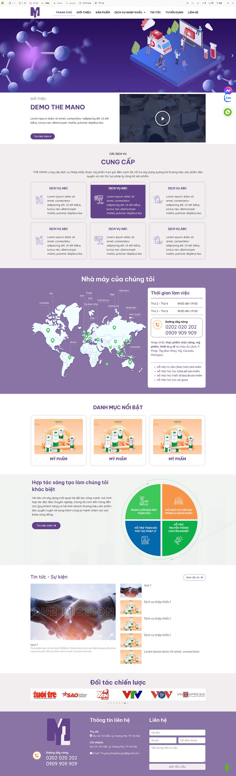 web mỹ phẩm Themano